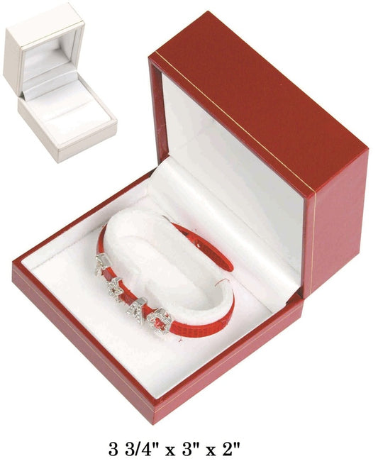 White Bangle/Watch w/White Satin interior Classic Leatherette Box