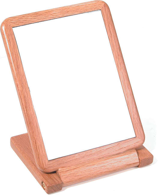 Heavy duty Natural Faux Wood Small Folding Mirror