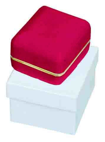 Classic Red Velvet Earring Gift Box with Brass Trim