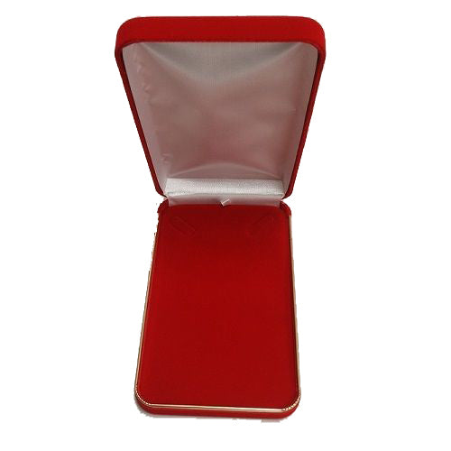 Classic Red Velvet Necklace Gift Box with an Elegant Brass Trim