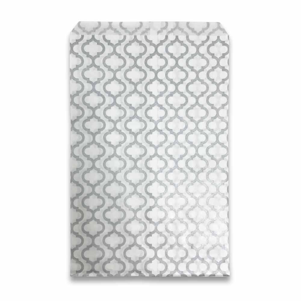 Trellis Design Pattern Flat Paper Bags - 100Bags/Pack - 4 Sizes!