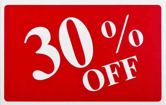 Plastic "30% OFF" Store Message Sign 11"W x 7"L