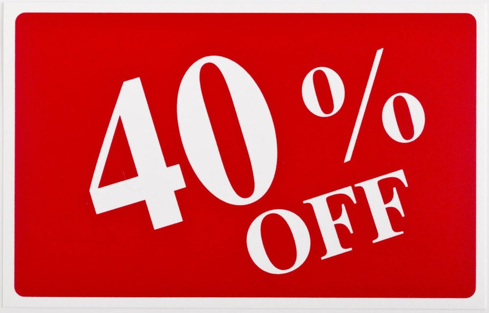 Plastic "40% OFF" Store Message Sign 11"W x 7"L