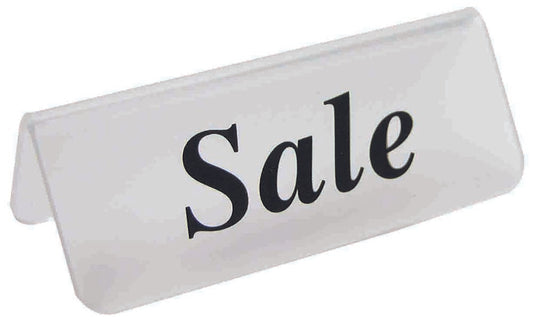 Frosted Acrylic Black "Sale" Print Showcase/Showroom Sign - 3" x 1 1/4"H