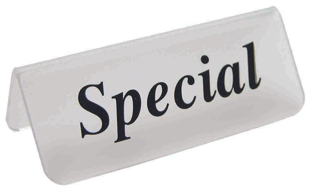 Frosted Acrylic Black "Special" Print Showcase/Showroom Sign - 3" x 1 1/4"H