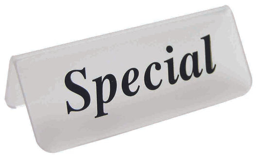 Frosted Acrylic Black "Special" Print Showcase/Showroom Sign - 3" x 1 1/4"H