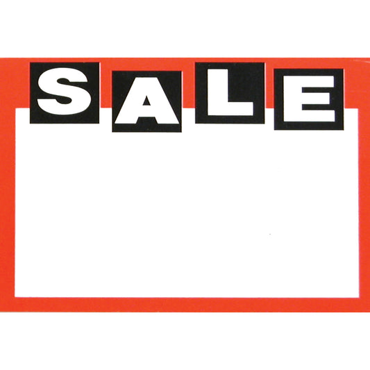 Large Paper "SALE" Store Message Signs (50Pcs/Pack)- 7"W x 5 1/2"L