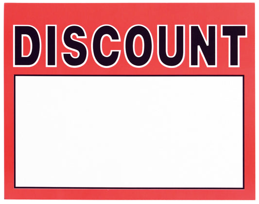 Large Paper "Discount" Store Message Signs (50Pcs/Pack)- 7"W x 5 1/2"L