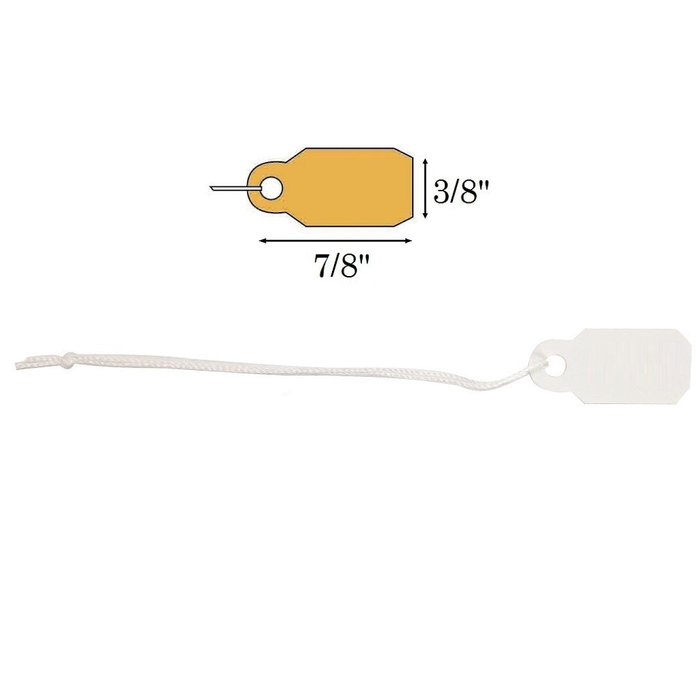 3/8" x 7/8" Plain White Paper String Tags