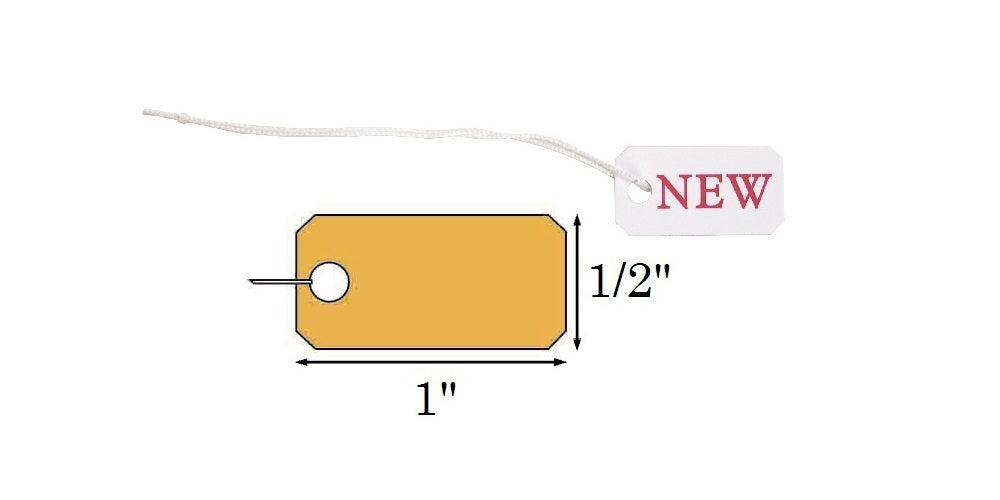 1/2" x 1" Pre-Printed "NEW" Plastic String Tags - 100Pcs