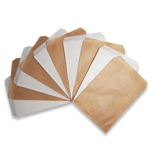 Plain Kraft Paper Bags - 100Bags/Pack (Choose Size & Color)