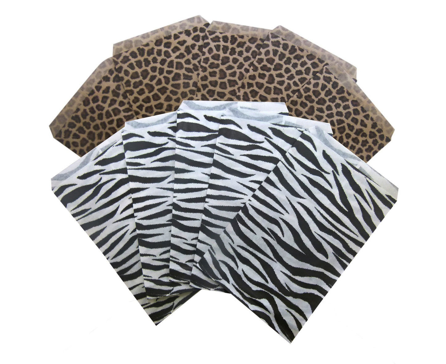 Animal Pattern Flat Paper Bags -100Bags/Pack - multiple colors & sizes available