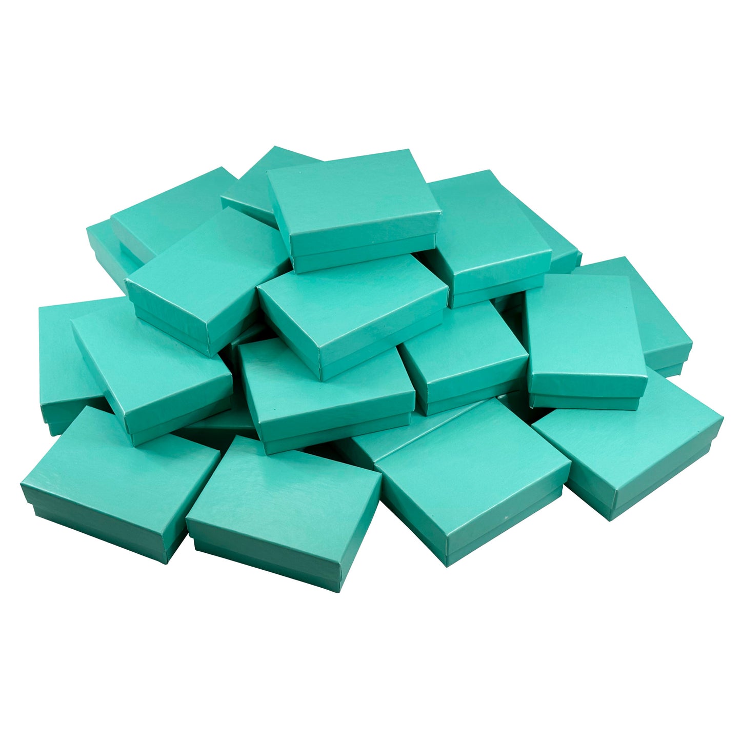 N’icePackaging – 15 Qty - Aqua Blue Cotton Filled Gift Boxes - Size 3" x 2 1/8" x 1" - USA Made - Holidays/Birthdays/Sales/Storage/Display/Travel