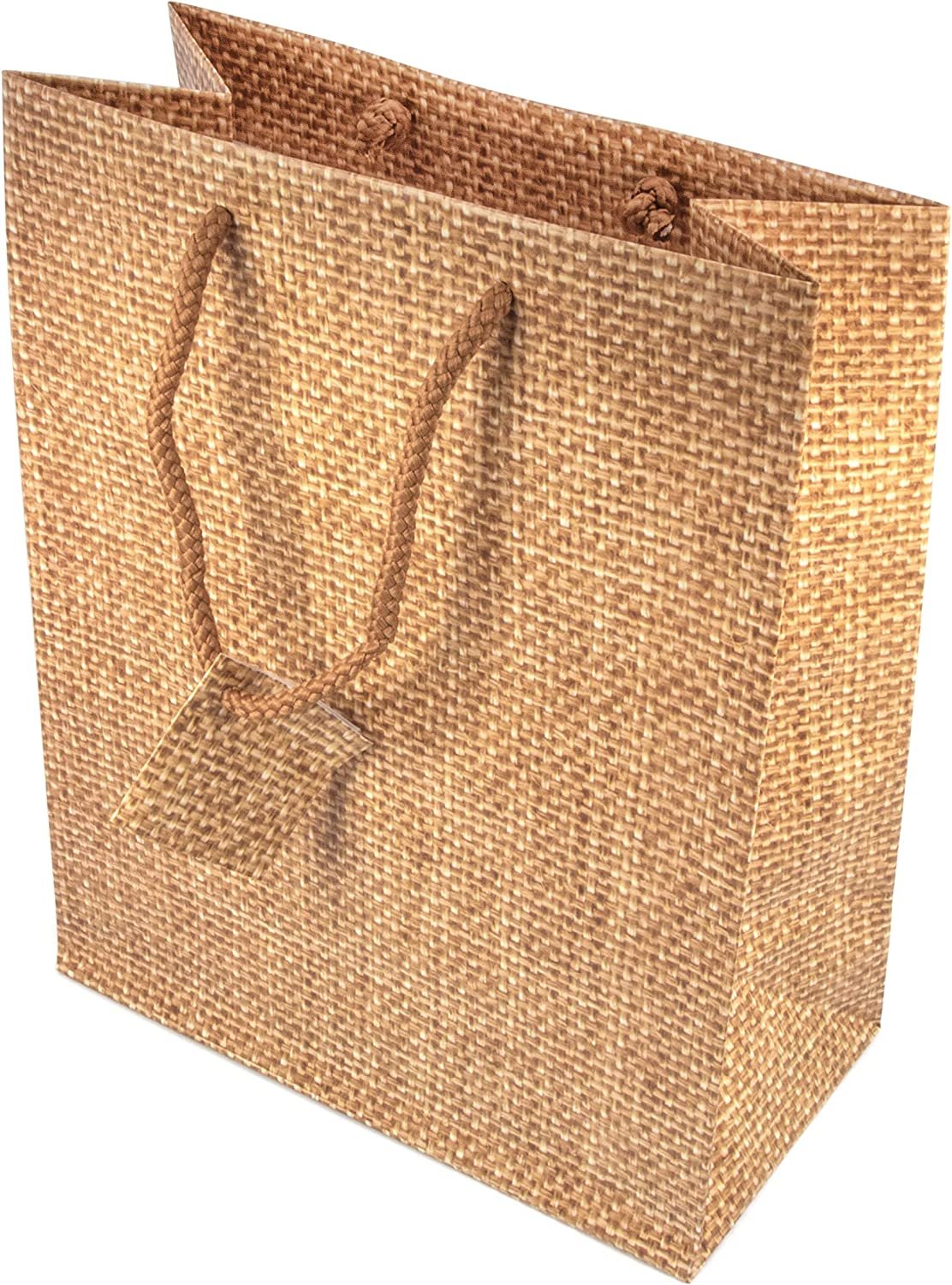 N’icePackaging – 10 Qty – Burlap Paper Tote Gift Bags – For Birthdays/Holidays/Parties/Gifts/Sales/Showers/Special Occasions – 4 Sizes