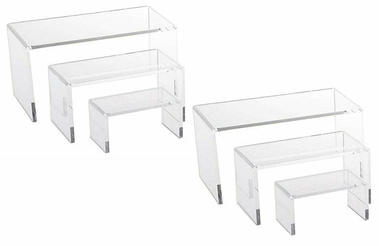 2 Sets, 3 Piece Acrylic Riser Set. (Medium Rectangle - 6 Pieces)