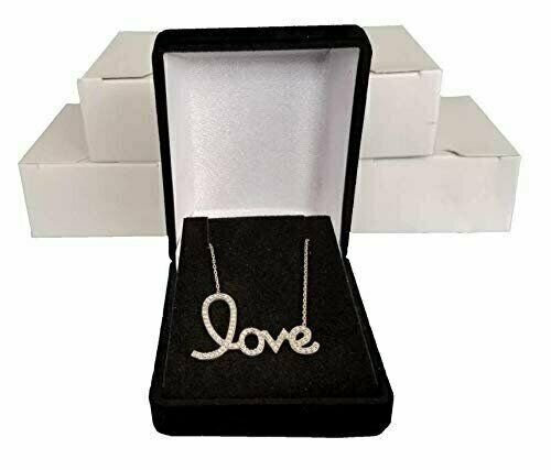 2 Black Elegant Flocked Velour Necklace Pendant Gift Boxes Jewelry Displays