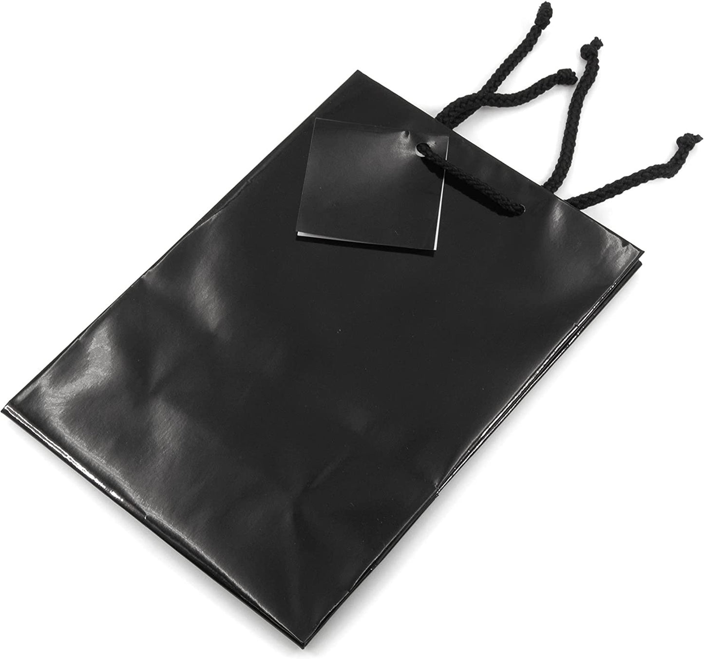 N’icePackaging – 10 Qty – Glossy Black Paper Tote Gift Bags – For Birthdays/Holidays/Parties/Gifts/Sales/Showers/Special Occasions – 4 Sizes