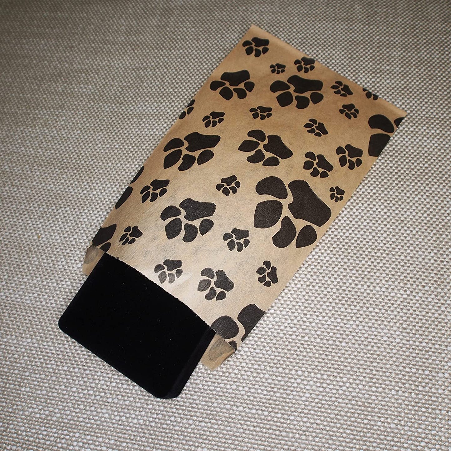 20 White or Brown Bags of our Decorative Flat Paper Gift Bags - Paw-Print Pattern for Sales/Treats/Parties Cookies/Gifts