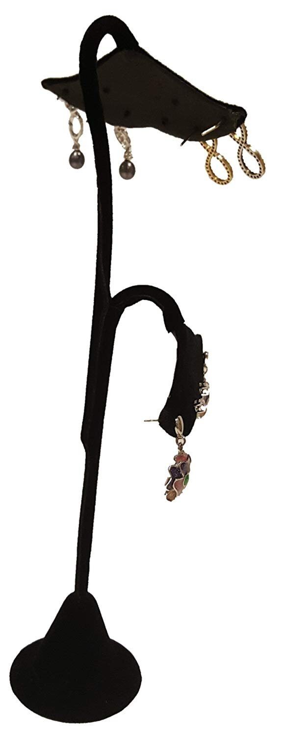 Black Velvet Multi-Pair Earring Display Stand, Showcase Display Stand for up to 8 Pairs of Earrings