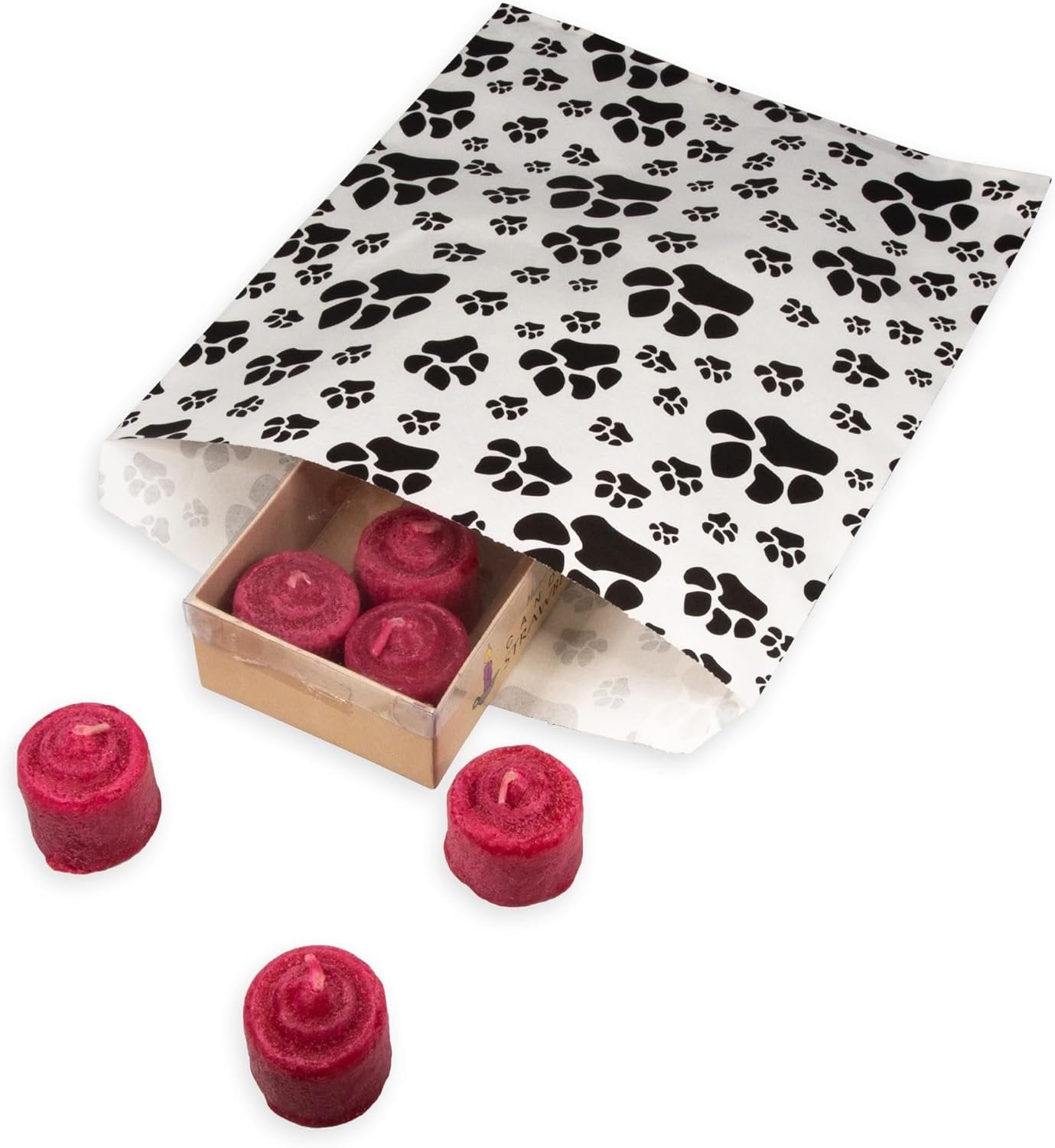 20 White or Brown Bags of our Decorative Flat Paper Gift Bags - Paw-Print Pattern for Sales/Treats/Parties Cookies/Gifts