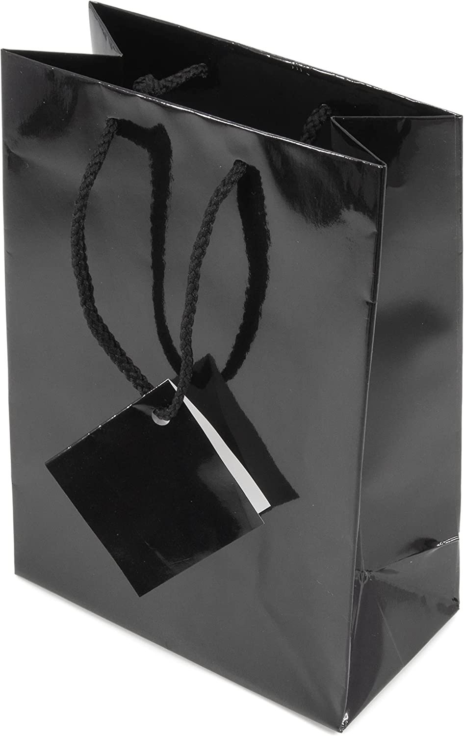 N’icePackaging – 10 Qty – Glossy Black Paper Tote Gift Bags – For Birthdays/Holidays/Parties/Gifts/Sales/Showers/Special Occasions – 4 Sizes