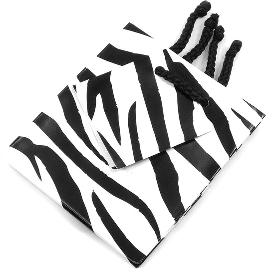 N’icePackaging – 10 Qty – Zebra Paper Tote Gift Bags (3in x 2in x 3.5in) – For Birthdays/Holidays/Parties/Gifts/Sales/Showers/Special Occasions – 4 Sizes