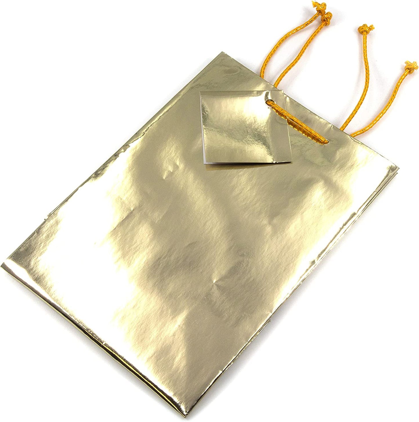 N’icePackaging – 10 Qty – Glossy Gold Metallic Paper Tote Gift Bags – For Birthdays/Holidays/Parties/Gifts/Sales/Showers/Special Occasions – 4 Sizes