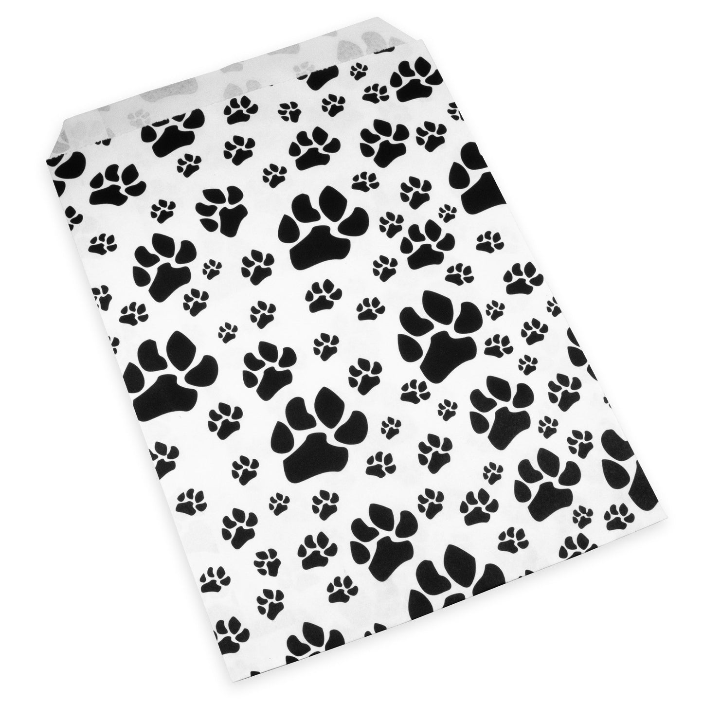 200 White or Brown Bags/Pack of our Decorative Flat Paper Gift Bags - Paw-Print Pattern for Sales/Treats/Parties Cookies/Gifts