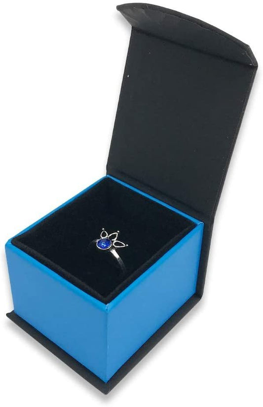 1 Qty - Egyptian-Blue Magnetic Flap Small Ring Jewelry Box - Textured Gift Box