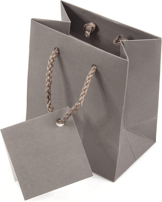 N’icePackaging – 10 Qty – Matte Grey Paper Tote Gift Bags – For Birthdays/Holidays/Parties/Gifts/Sales/Showers/Special Occasions – 4 Sizes