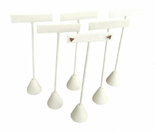 6-Pack Earring T Stand Display T Shape Showroom and Tradeshow (Beige Faux Sue...