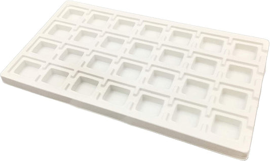 N'icePackaging 6 Qty Ivory-Tusk White 28 Earring Slot Flocked Storage Tray Inserts - for Merchandise Jewelry & Organization