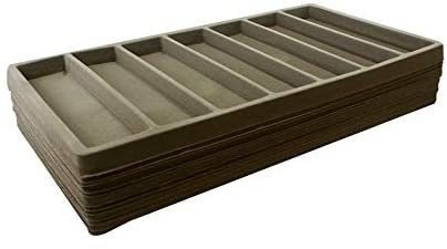 N'icePackaging - 7 Slot Flocked Storage Tray Inserts - for Merchandise Jewelry & Organization - 14 1/8" x 7 5/8" x 1/2"