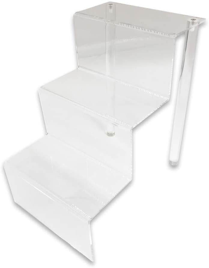 Three Tier Stepped Acrylic Riser Display – For Baked Goods, Collectibles, and more