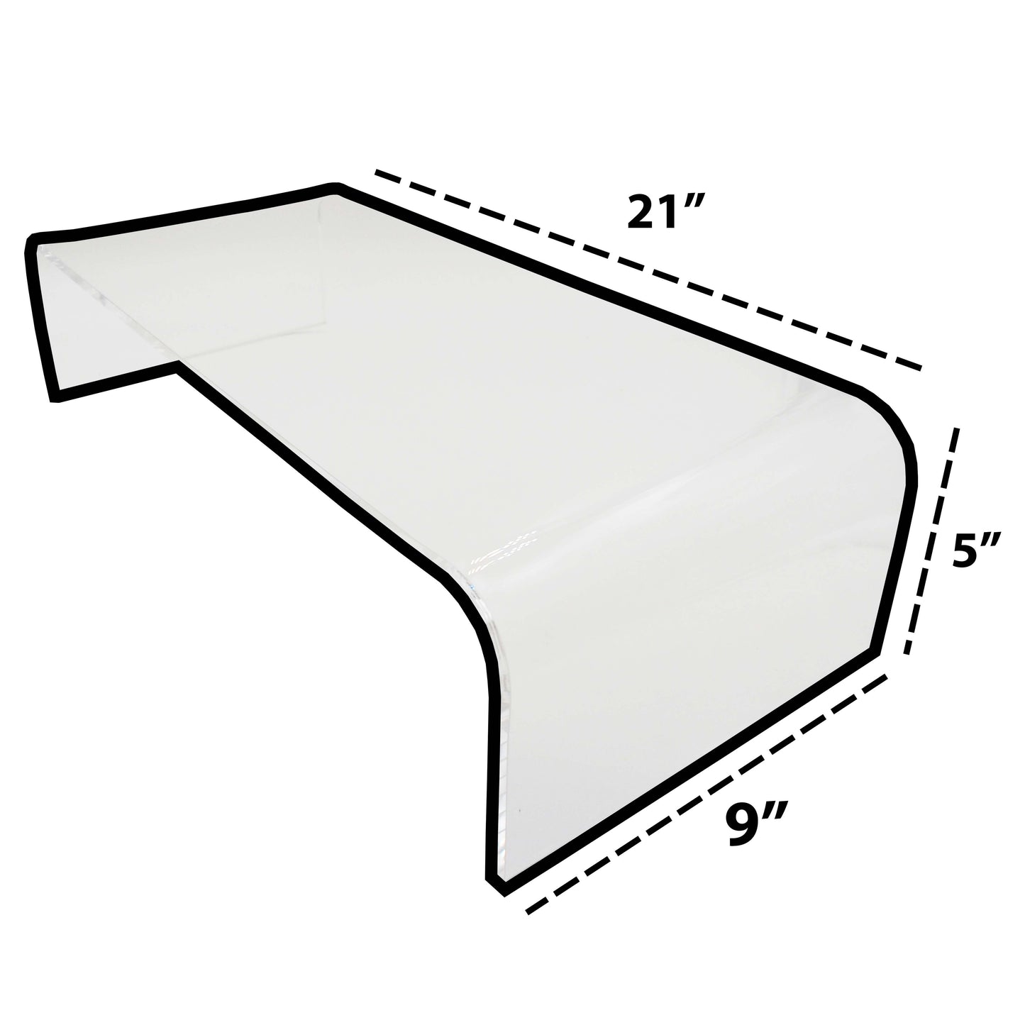 1 Qty - 5" High 8mm-thick Acrylic Glass Elevated Computer Monitor Stand - 9" Wide Base