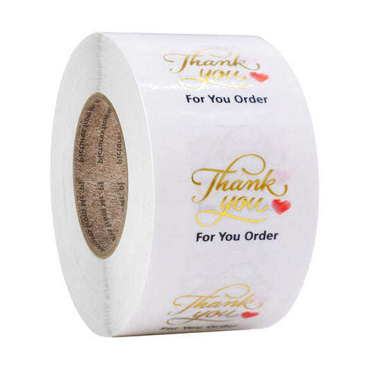 N’icePackaging – 500 Qty – 1 inch - Thank You for Your Order – Self-Adhesive – for Decoration/Sales/Branding/Envelopes