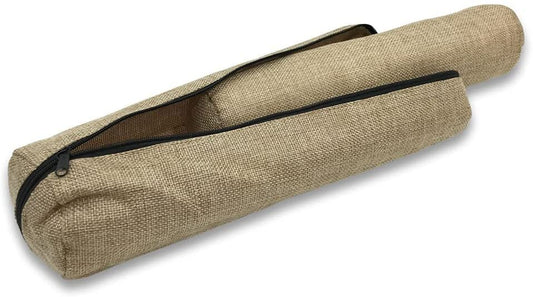 N'icePackaging - 1 Qty Burlap Brown-Canvas 12" Travel Pillow w/ Security Pouch & Matching Removable Cushion - 3" Diameter - for Air Travel / Driving / Camping