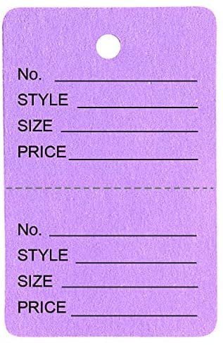 N'icePackaging - 1000 Qty Unstrung Colored Price Tags w/Perforated Stub