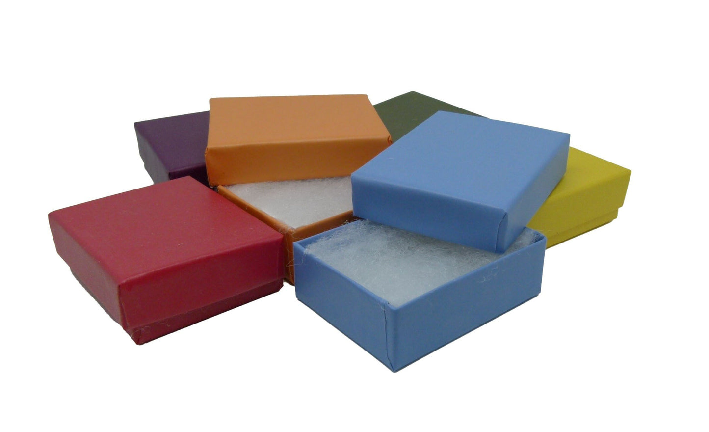 N'icePackaging - 100 Qty Assorted Matte Colors Imported Cotton Filled Boxes - for Bangles/Bracelets/ Watches/Earrings - 3 1/2" x 3 1/2" x 1"