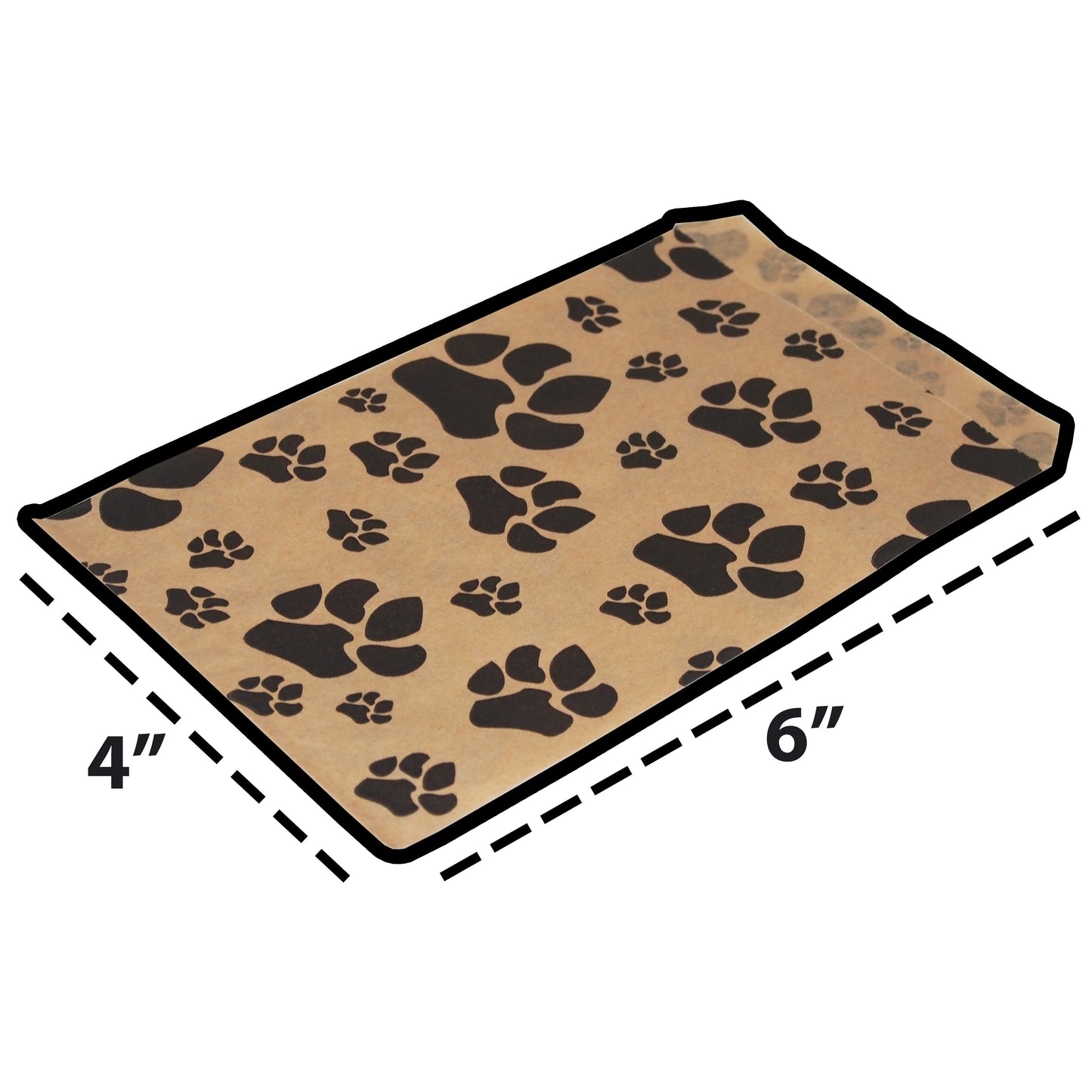 200 White or Brown Bags/Pack of our Decorative Flat Paper Gift Bags - Paw-Print Pattern for Sales/Treats/Parties Cookies/Gifts