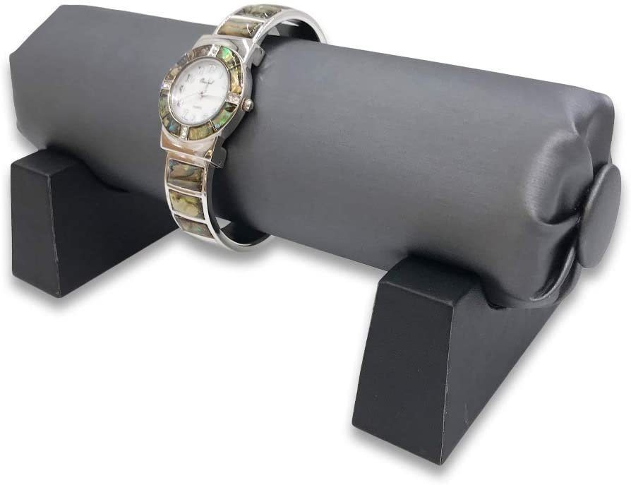 1 Qty - Bracelet Display Tube with Removable Wood Base - 8" x 4.5" x 3.75" - N'icePackaging Steel Grey