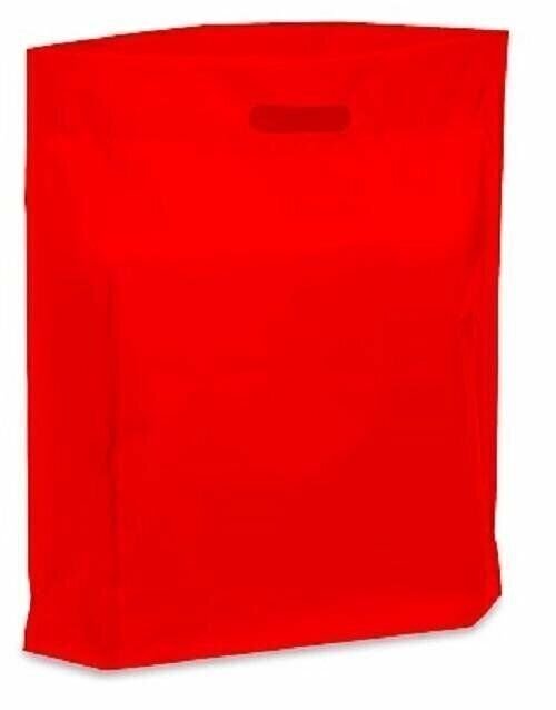 Red 15" x 18" x 4" Patch Handle Bags (100 Bags/Pk)