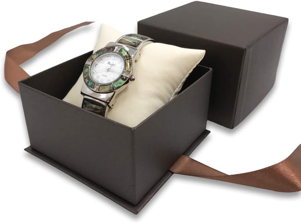 1 Qty - Deluxe Chocolate-Brown Elagant Ribbon Pre-Wrapped Watch Pillow Jewelry Box - For sales/gifts/display/storage