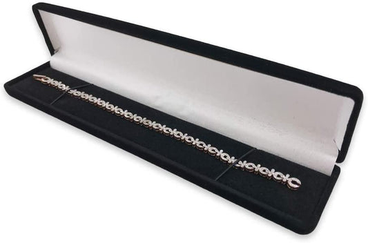 1 Qty - Premium Midnight-Black Flocked Velour Long Bracelet/Watch Jewelry Box