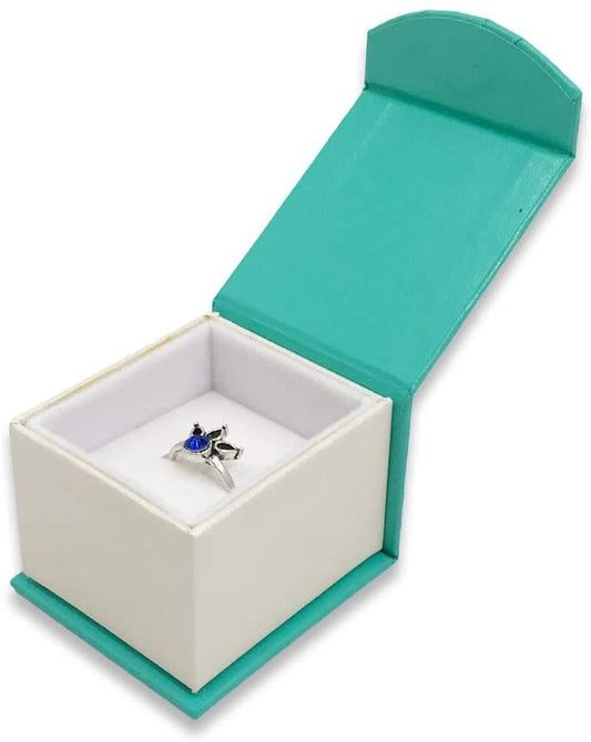 1 Qty - Teal-Duck Magnetic Flap Small Ring Jewelry Box - Textured Gift Box