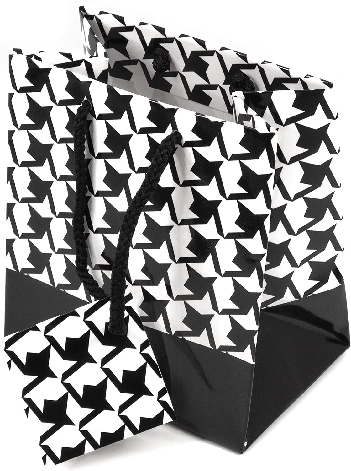 N’icePackaging – 10 Qty – Houndstooth Paper Tote Gift Bags (4in x 2.75in x 4.5in) – For Birthdays/Holidays/Parties/Gifts/Sales/Showers/Special Occasions – 4 Sizes