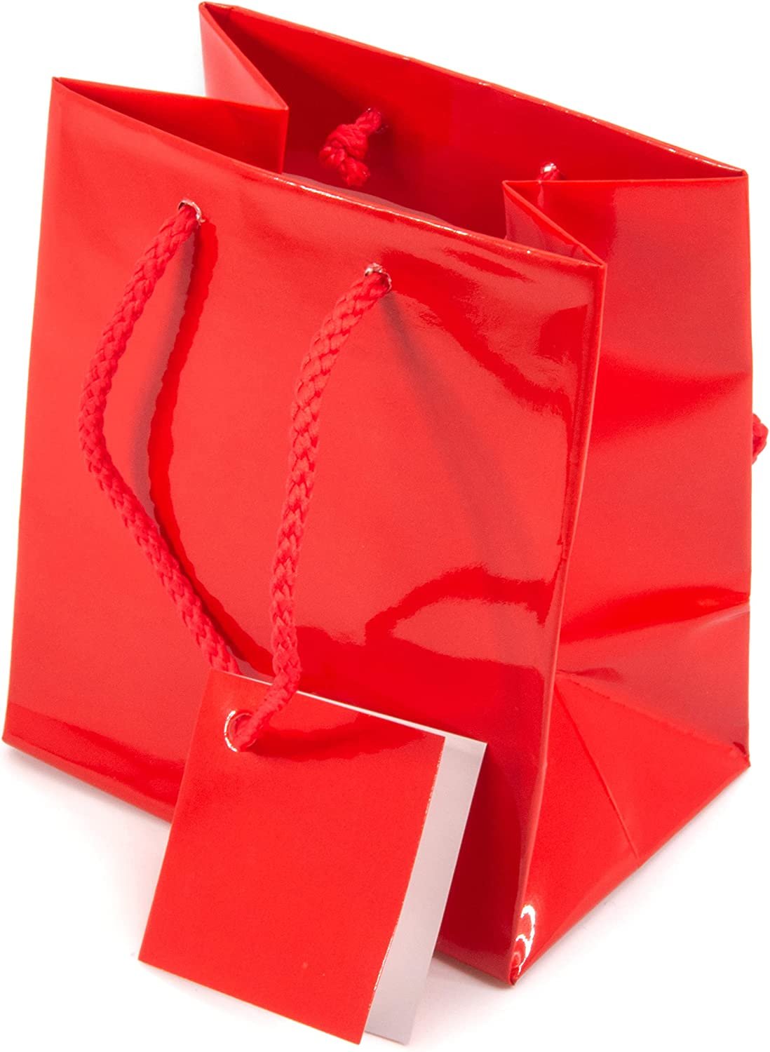 N’icePackaging – 10 Qty – Glossy Red Paper Tote Gift Bags – For Birthdays/Holidays/Parties/Gifts/Sales/Showers/Special Occasions – 4 Sizes