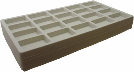 Flocked 20 Slot (2 3/8" x 1 1/2") Storage Tray Inserts - for Merchandise Jewelry & Organization - 14 1/8" x 7 5/8" x 1/2"