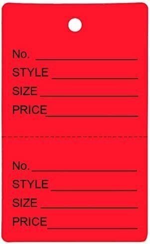 N'icePackaging - 500 Qty Unstrung Colored Price/Receipt Tags w/Easy-Tear Stub