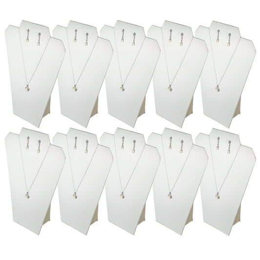 N'icePackaging - 10 Qty - Value Series 2-Notch White Leatherette Necklace Display Stand with Easel